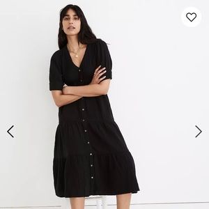 Madewell Lightspun Button-Front Tiered MIDI Dress